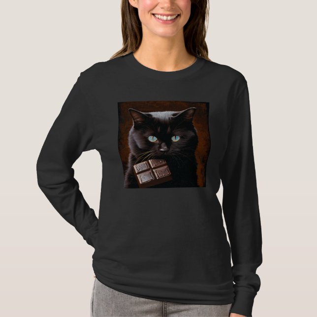 Camiseta Black Cat Biting Chocolate (Frente)