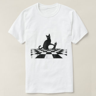 Camiseta Black Cat Chess Checkmate Art