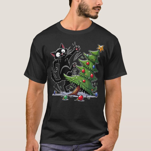 Camiseta Black Cat Christmas Cat Lover (Frente)