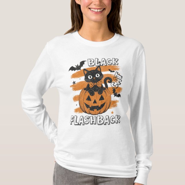 Camiseta Black Cat Flashback Halloween (Frente)