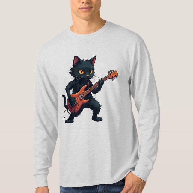 Camiseta Black Cat Guitar Player (Frente)