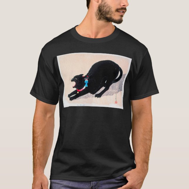 Camiseta Black Cat Hissing Fine Art by Hiroaki Takahashi (Frente)