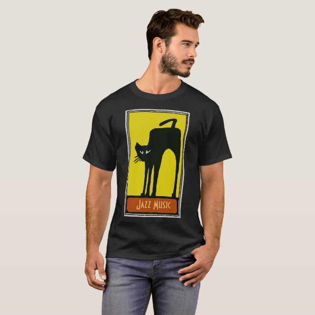 Camiseta Black Cat, Jazz Music (Frente Completa)