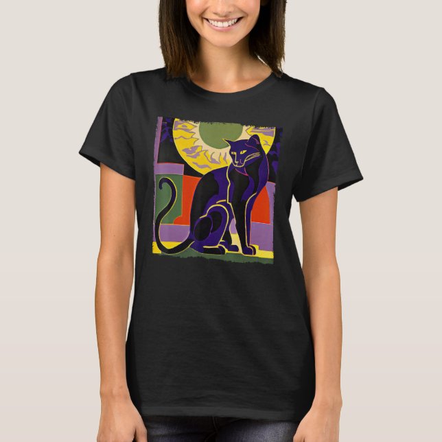 Camiseta Black Cat Lion Moon for Kids Women Men (Frente)