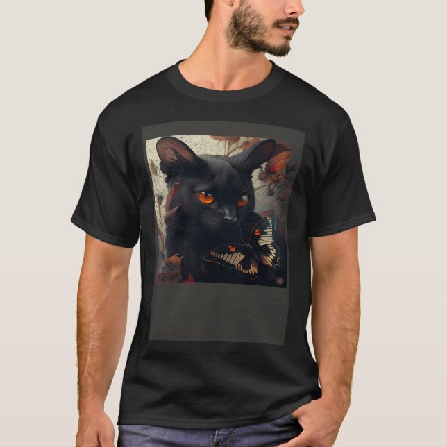 Camiseta Black Cat Love Butterfly (Frente)