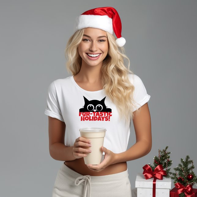 Camiseta Black Cat Lovers' Nome engraçado de Natal T-Shirt (Criador carregado)