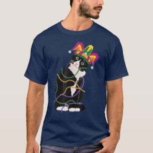 Camiseta Black Cat Meow Mardi Gras Mask Fleur de Lis Cat Lo