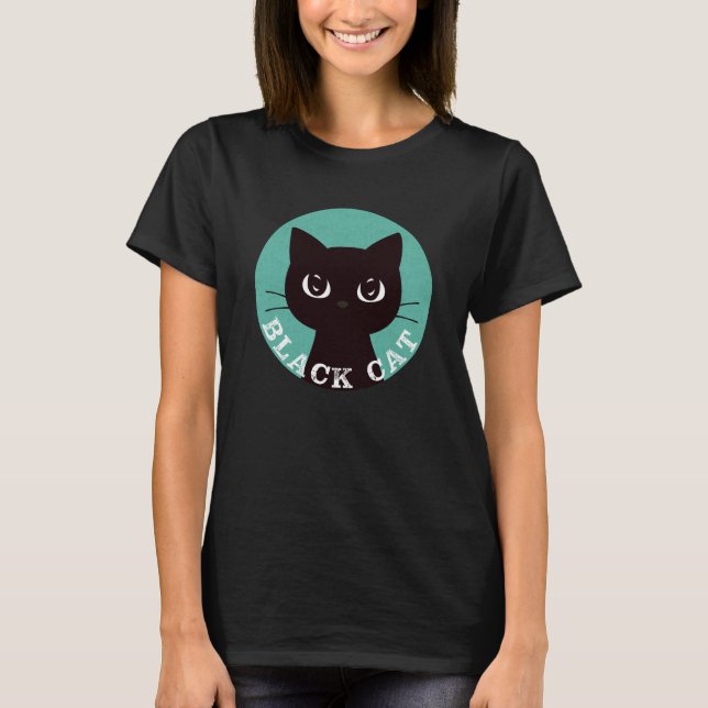 Camiseta BLACK CAT | Minimalist Modern Pop Black Cat (Frente)