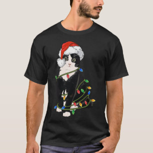 Camiseta Black Cat Natal Luzes Negras Gato Natal