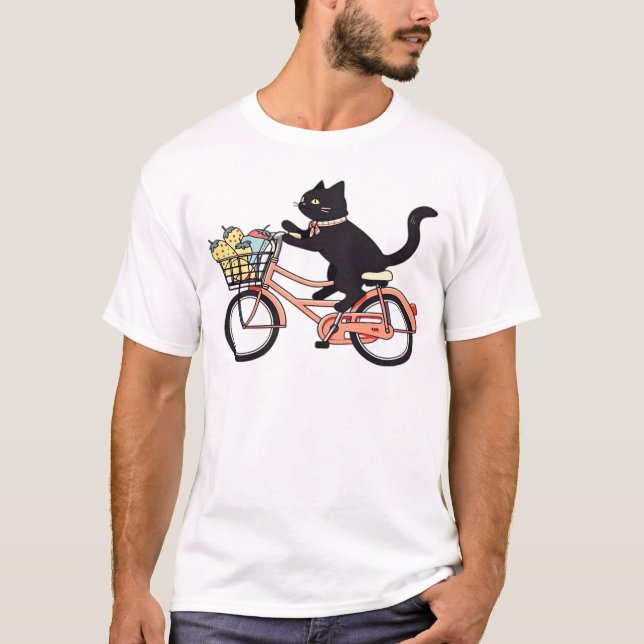 Camiseta Black Cat on a Bicycle  Black Cat Art Classic T-Sh (Frente)