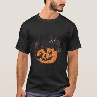 Camiseta Black Cat On Pumpkin For Cat Halloween