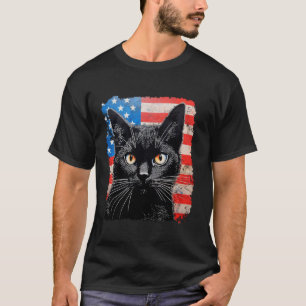 Camiseta Black Cat Patriotic USA Long Sleeve