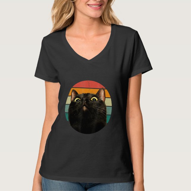 Camiseta Black Cat Retro Style Cats Kitten (Frente)