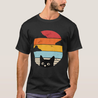 Camiseta Black cat retro sunset 