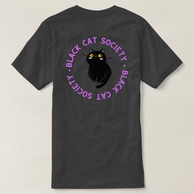 Camiseta Black Cat Society - Roxo (Verso do Design)