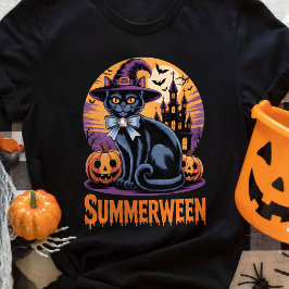 Camiseta Black Cat Spooky Cute Art Summerbetween