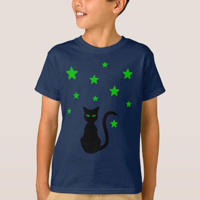 Camiseta Black Cat Stars T-Shirt (Criança) (Frente)