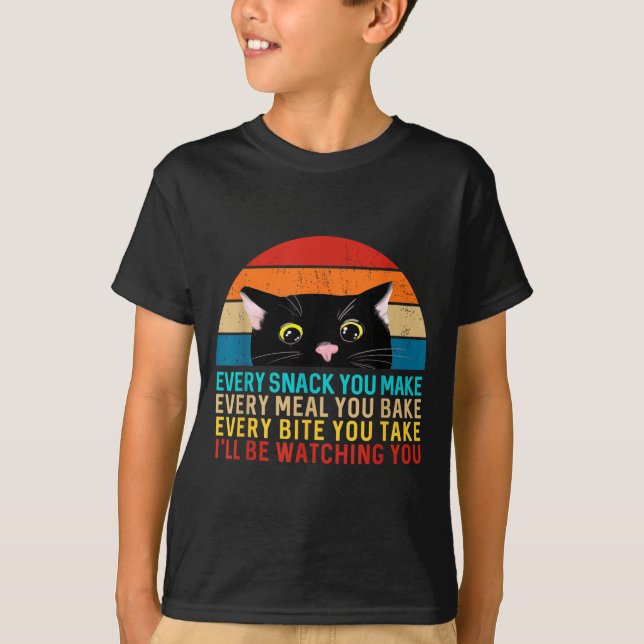 Camiseta Black Cat Themed Every Snack You Make Retro Peekin (Frente)