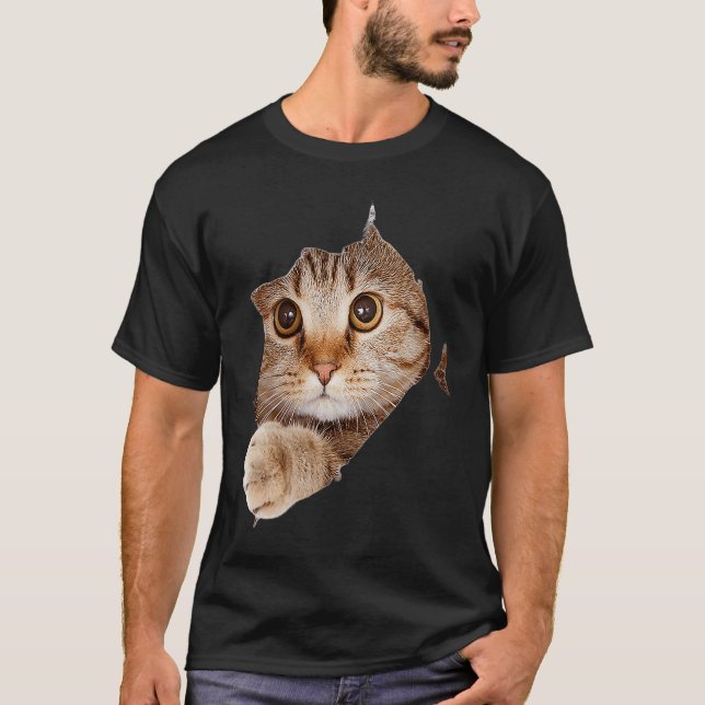 Camiseta Black Cat Torn Cloth Cat  Cat Mom Kitten (Frente)
