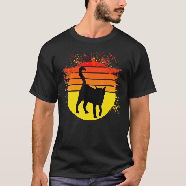 Camiseta Black Cat Vintage Sunsetter Paint Cat Design (Frente)