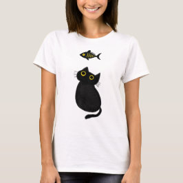 Camiseta Black Cat vs Black Fish Funny 