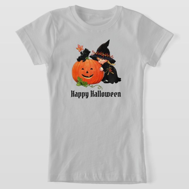 Camiseta Black Cat Witch Hat Personaliza SMS (Postura )