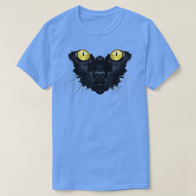 Camiseta Black Cat  Yellow Eyes Kitty Kitten Cat Face  (Frente do Design)