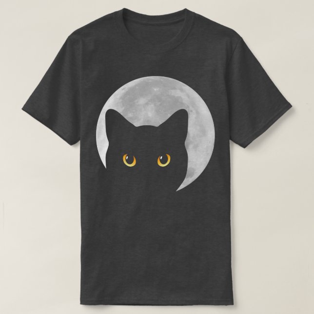 Camiseta Black Cat Yellow Eyes Moon Kitten  (Frente do Design)