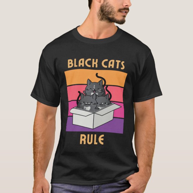Camiseta Black Cats Rule  Cute Tuxedo Cats in Box Cozy Myst (Frente)