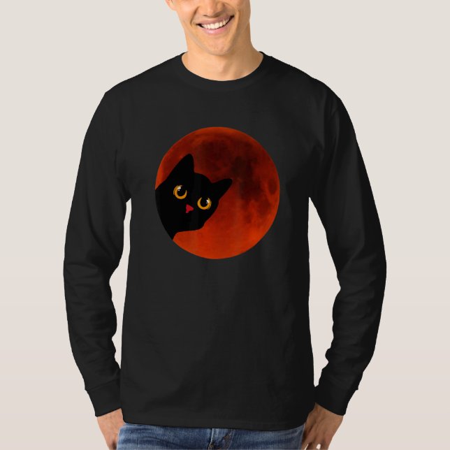 Camiseta Black Cats Yellow Cat Eyes moon the red Scary (Frente)