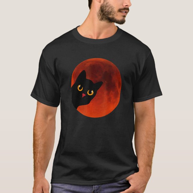 Camiseta Black Cats Yellow Cat Eyes moon the red Scary (Frente)