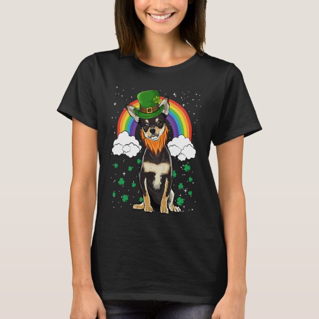 Camiseta Black Chihuahua St Patricks Day Leprechaun (Frente)