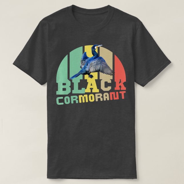 Camiseta Black Cormorant Bird Black Shag Men Women Kids  (Frente do Design)