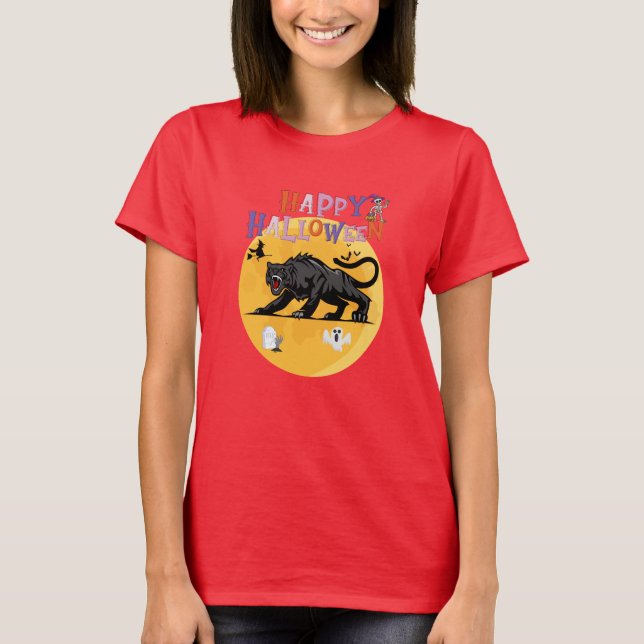 Camiseta black cougar on halloween night (Frente)