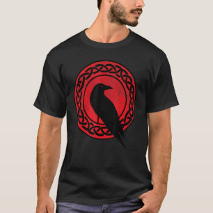 Camiseta Black Crow Occult Japão Gótico Raven Bird Red Moon