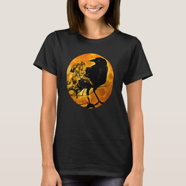 Camiseta Black Crow Raven Bird & Specter Against Orange Ful (Frente)
