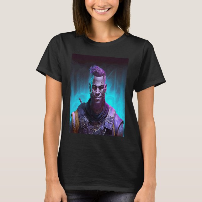 Camiseta Black Cyberpunk Warrior (Frente)