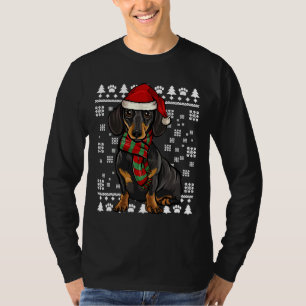 Camiseta Black Dachshund Dog Santa Hat Xmas