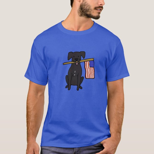 Camiseta Black Dog Holding USA Flag (Frente)