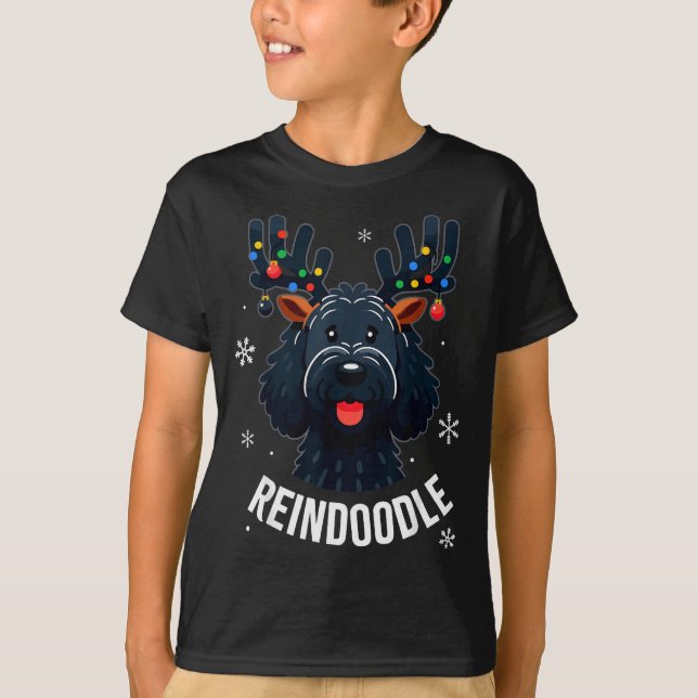 Camiseta Black Doodle Dog Reindoodle Reindeer Doodle Christ (Frente)
