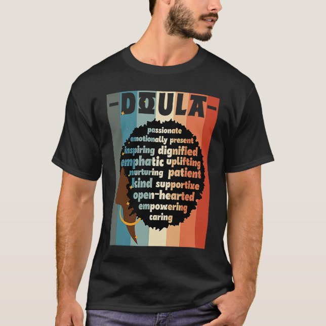 Camiseta Black Doula Melanin Doula Afro Hair Black History  (Frente)