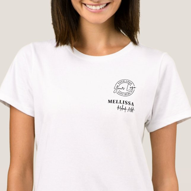 Camiseta Black Employee Name Business Logo (Black Script Employee Name Business Logo T-Shirt)