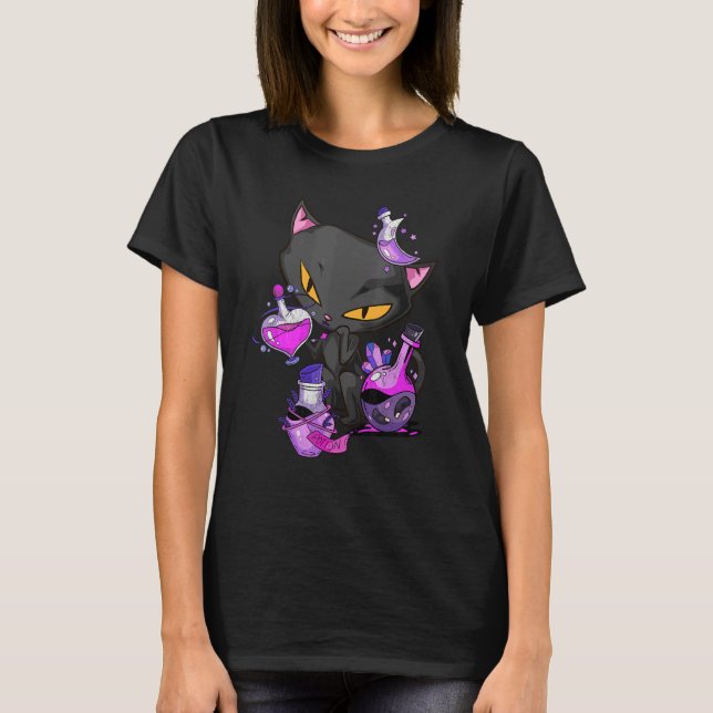 Camiseta black evil cat potion (Frente)