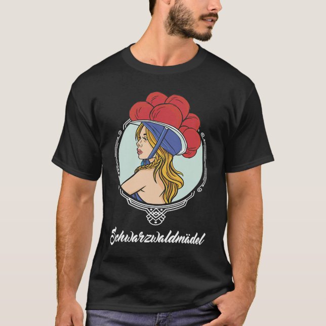 Camiseta Black Forest girl with traditional Bollen hat (Frente)