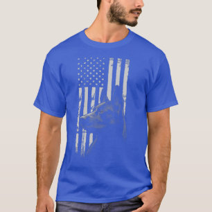 Camiseta Black German Shepertic Patriotic USA Flag American