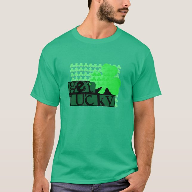 Camiseta Black Get Lucky Clover Rua Patrick Green (Frente)