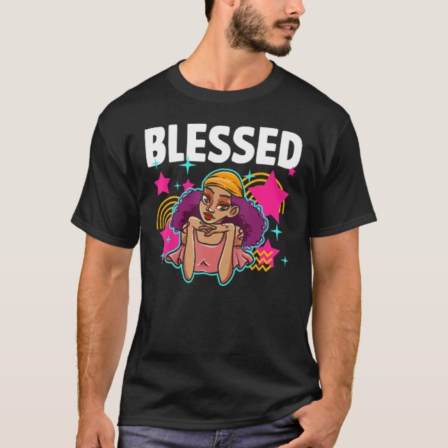 Camiseta Black Girl Blessed Beyond Belief African American  (Frente)