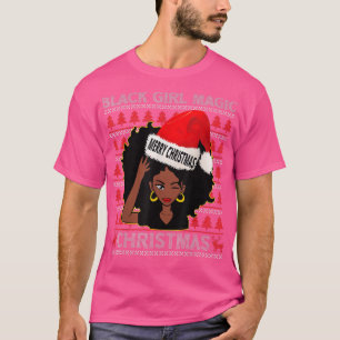 Camiseta Black Girl Magic Feliz Natal Afro-Americano