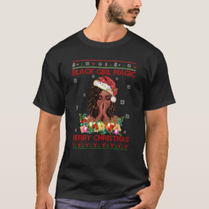 Camiseta Black Girl Magic Feliz Natal Afro-Americano 