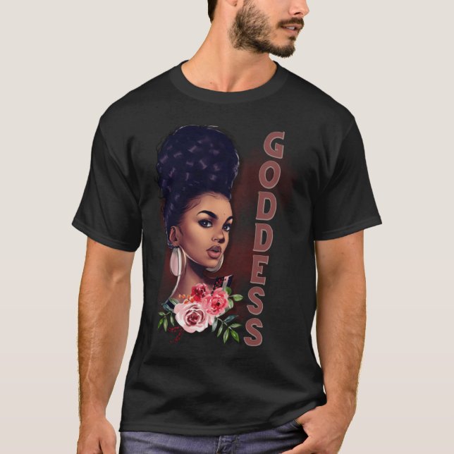 Camiseta Black Girl Magic Goddess Afro Girl Faith God Stron (Frente)